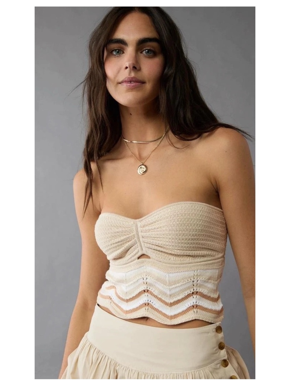 American Eagle Outfitters Cropped Crochet Chevron Tube Top NWT